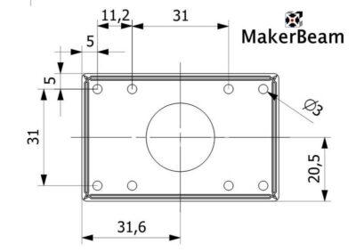 Tekening Nema17 stepper bracket