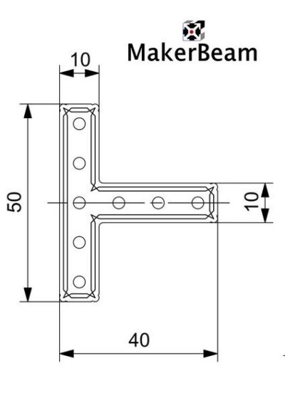 Afmetingen T Bracket MakerBeam