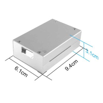 silveren behuizing raspberry pi