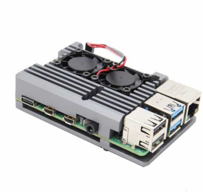 Raspberry Pi 4 Heatsink case met fan grijs