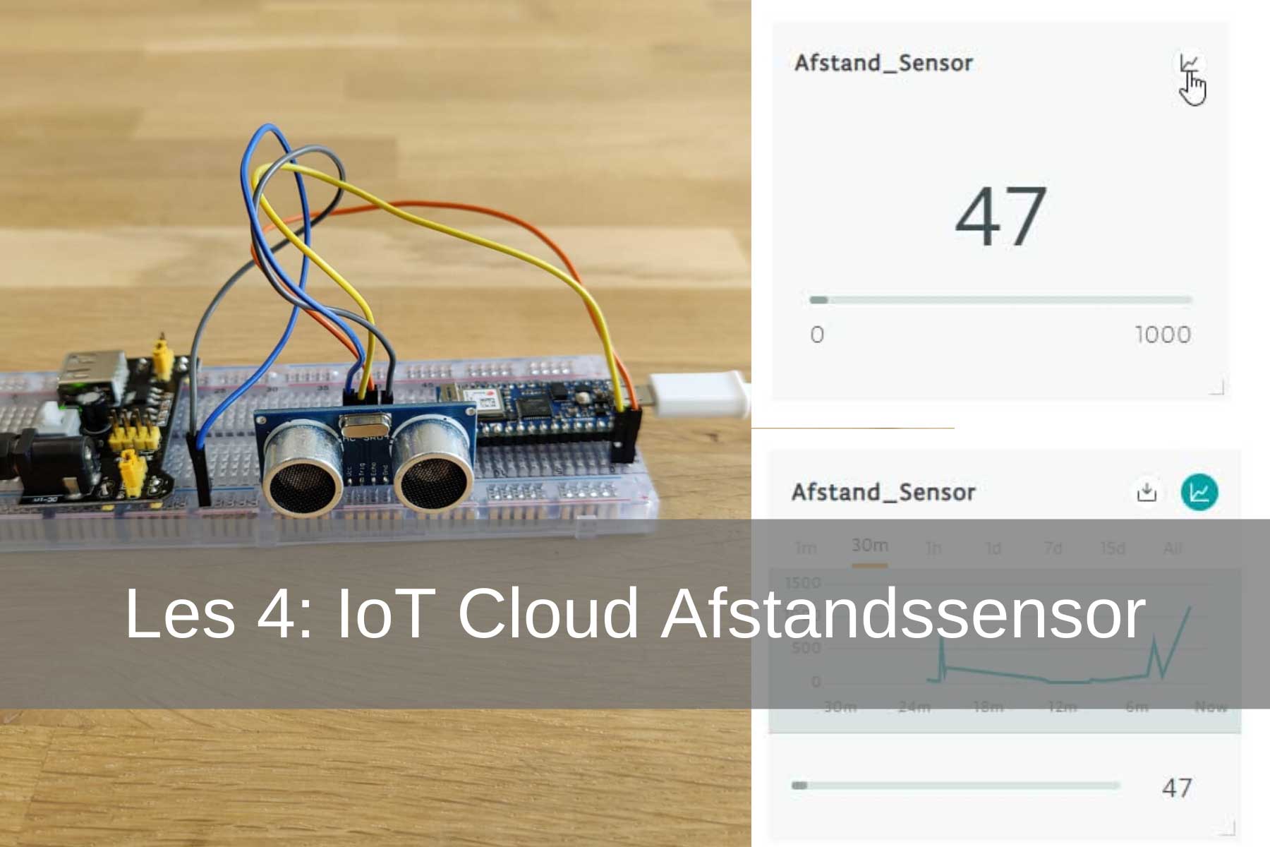 Arduino IoT Cloud Les 4: HC-SR04 afstandssensor