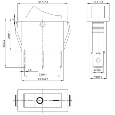 KCD3 wipschakelaar afmetingen