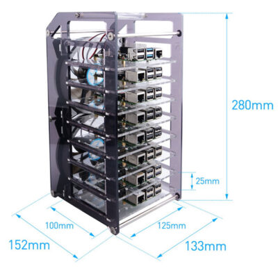 afmetingen 8 laags cluster behuizing