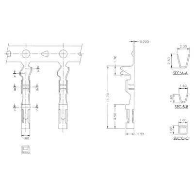 afmetingen Female krimp connector