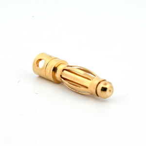 Front view of a Male Banana Plug Gold