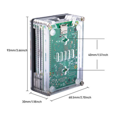 Afmetingen Pi 5 acryl behuizing