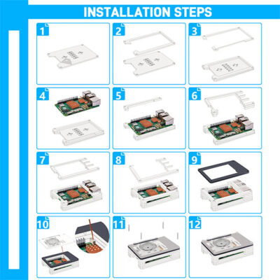 Montage 9 laags acryl behuizing Raspberry Pi 5 - Transparant