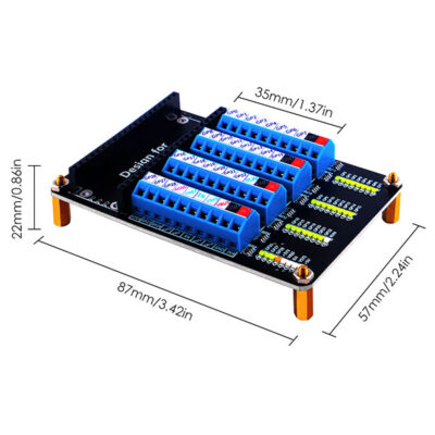 Afmetingen Pico screw terminal board