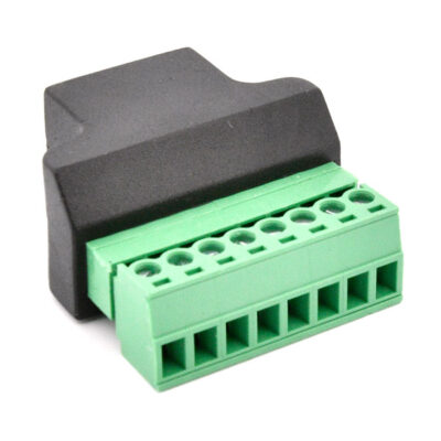 Zijkant Female Ethernet RJ45 naar 8-pin terminal