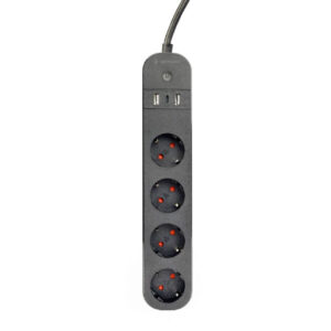 Slimme Stekkerdoos met USB - 4-voudig - Zwart