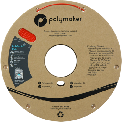 Zijkant Polymaker Filament – PolySonic PLA Red – 1,75mm – 1KG